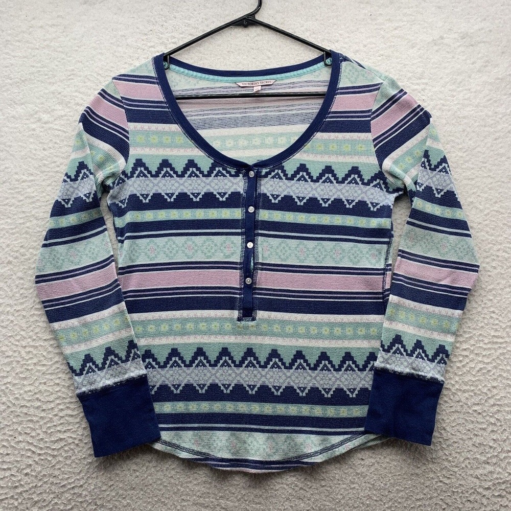 Victoria's‎ Secret Sweater Shirt Womens Medium M Lightweight Fairisle Scoopneck